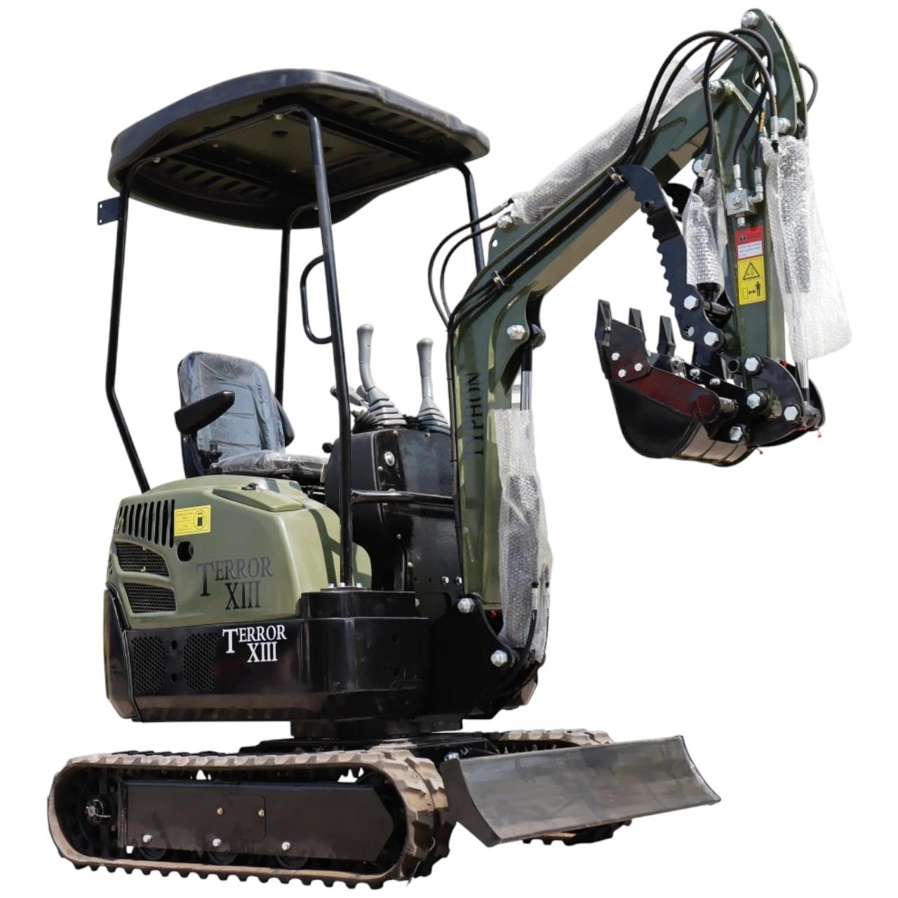 TYPHON TERROR XIII Mini Excavator – 1.3 Ton Trench Digger with Canopy, Hydraulic Thumb Clip, 13.5hp B&S Engine USA from KONSTRUCTZ