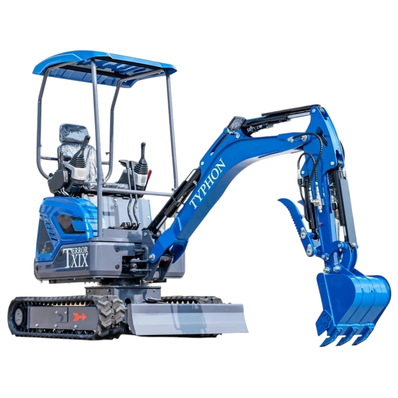 TYPHON TERROR XIX STORM Mini Excavator – 4000lbs Trench Digger with Boom Swing, Canopy, Retractable Tracks from KONSTRUCTZ