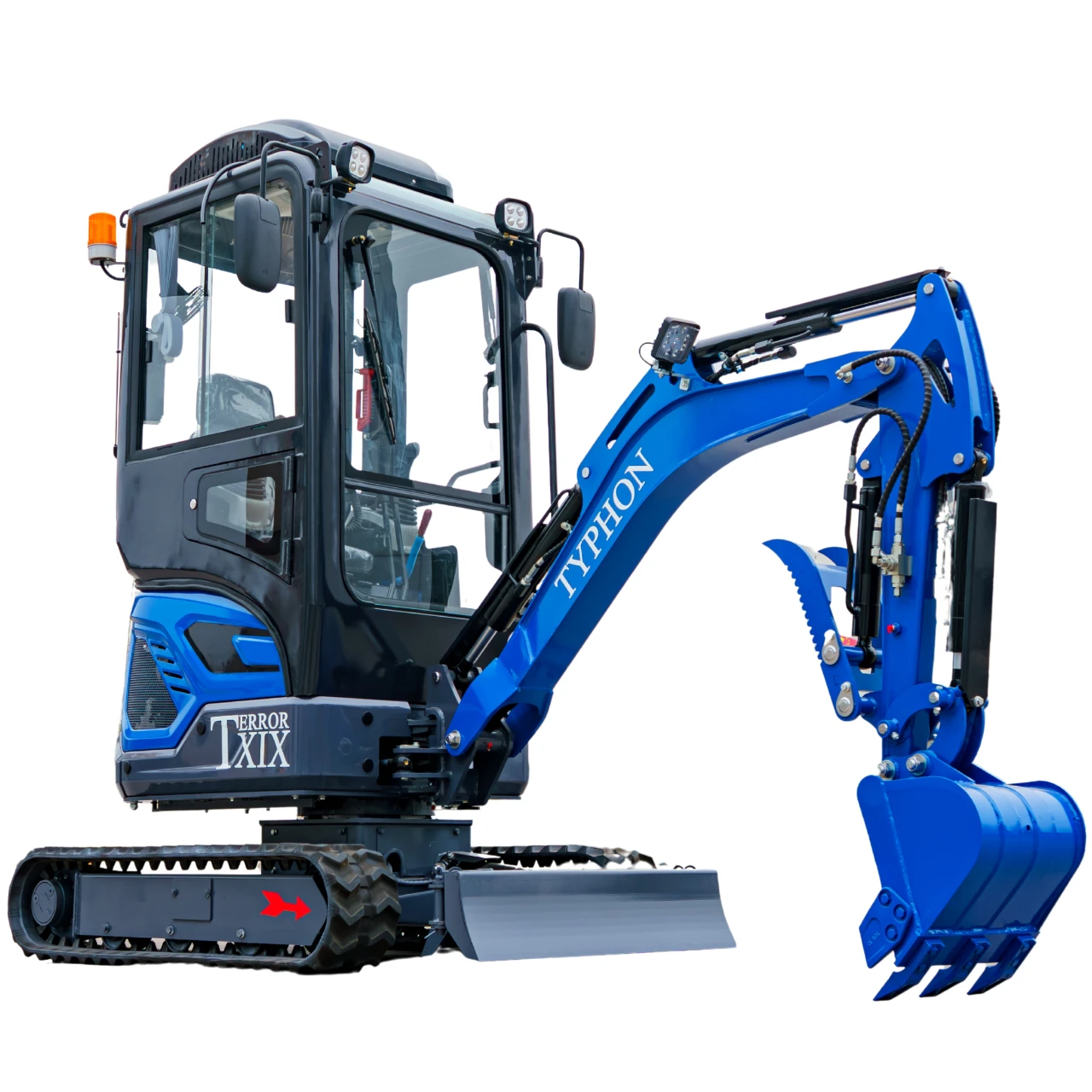 TYPHON TERROR XIX Prestige AC/Heater Cabin Mini Excavator 4200lbs 20.4 HP Kubota D902 with Boom Swing, Retractable Tracks from KONSTRUCTZ