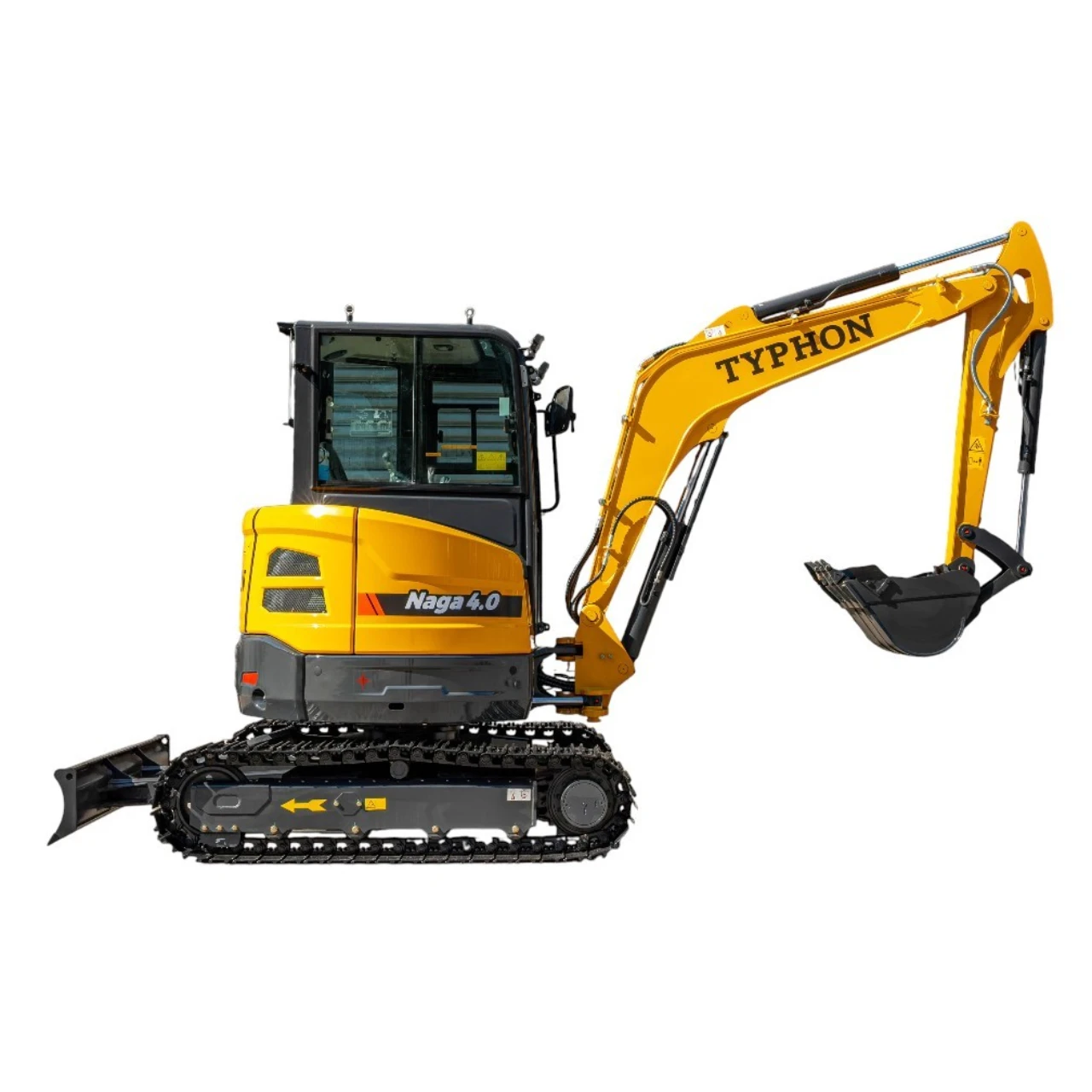 TYPHON NAGA 4.0 Mini Excavator with 4 Ton 24.4hp Yanmar Diesel Engine Metal Track ISO SAE control switch, AC Heater Cabin, 2 Travel Speed from KONSTRUCTZ