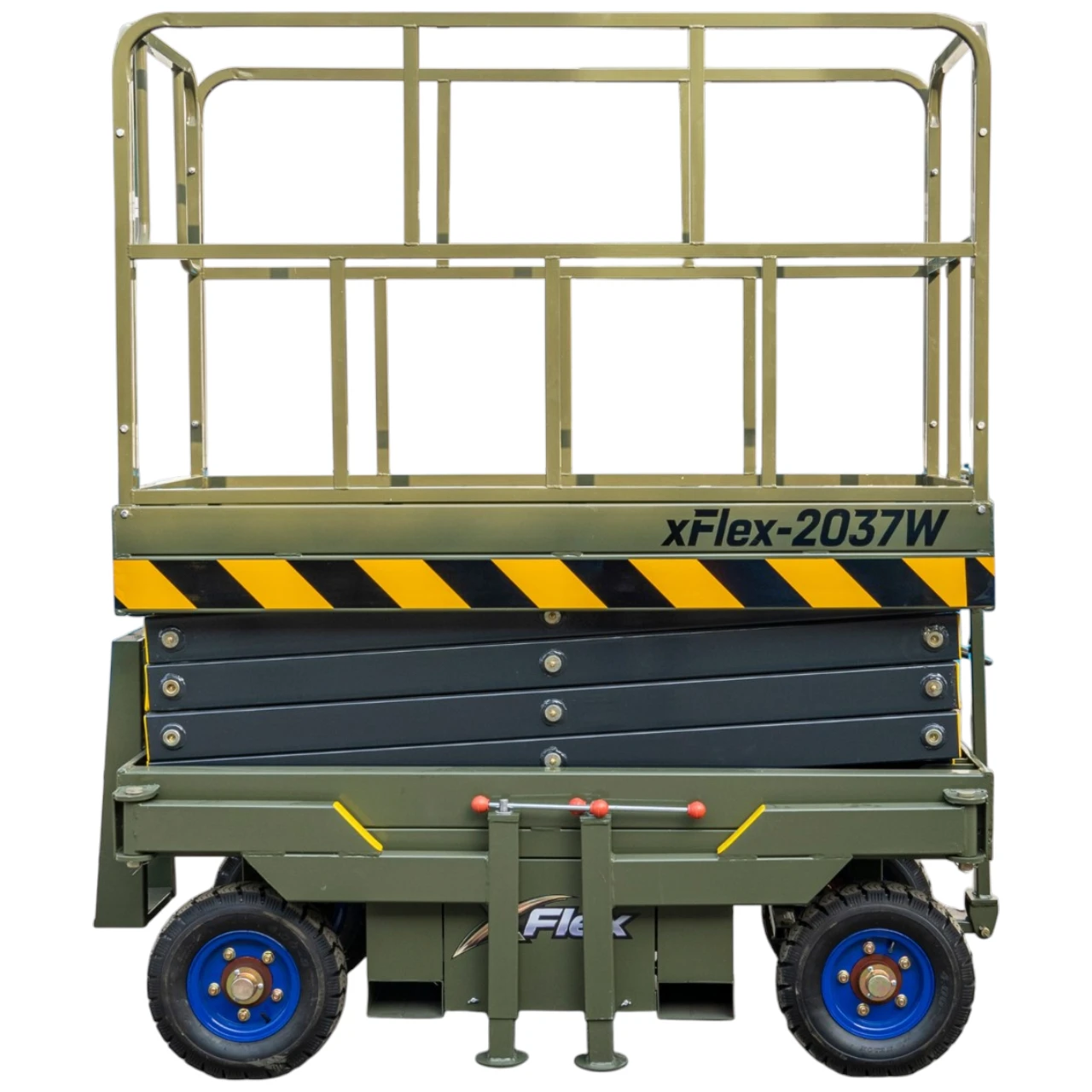 TYPHON xFlex-2037W Walk-Behind Scissor Lift comes with 20ft Working Height and Manual outriggers 1102 lbs load capacity 110V Electric from KONSTRUCTZ