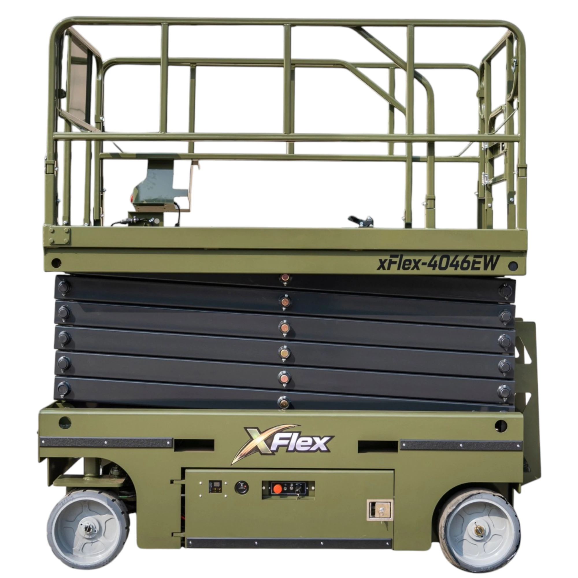 TYPHON xFlex-4046EW Electric Wheel Scissor Lift 2.6 Ton operating weight and 40ft platform height with 705lbs Load Capacity from KONSTRUCTZ