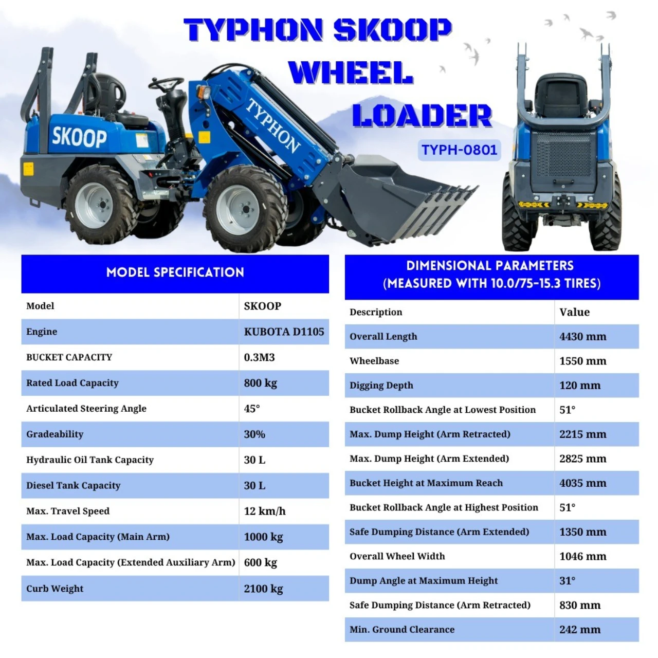 New TYPHON Telescopic Wheel Loader with Kubota D1105 engine 25 hp 1 ton Load USA from American Loader — image 2