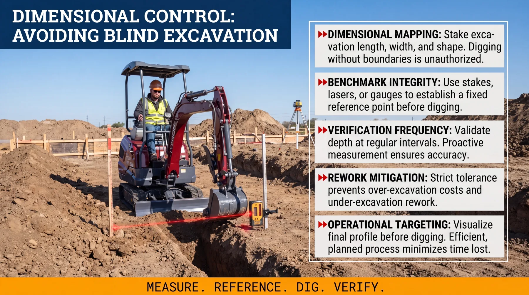 Excavator digging plan and jobsite layout