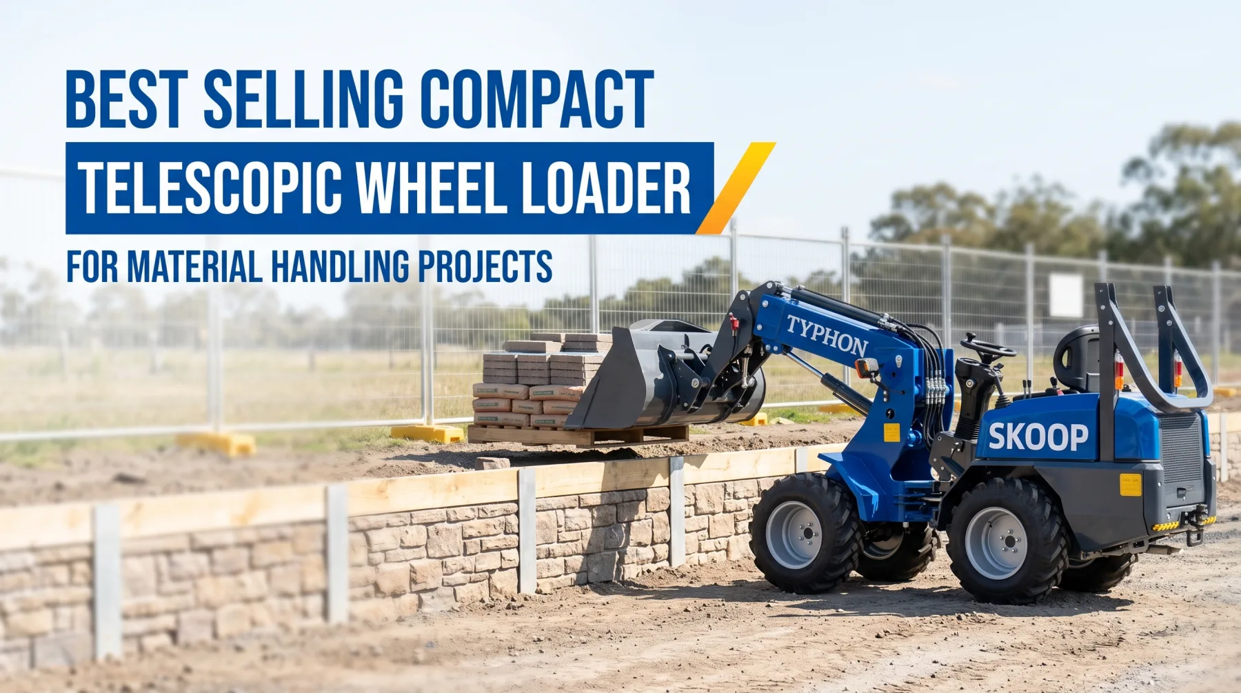 Typhon Skoop compact telescopic wheel loader on a job site