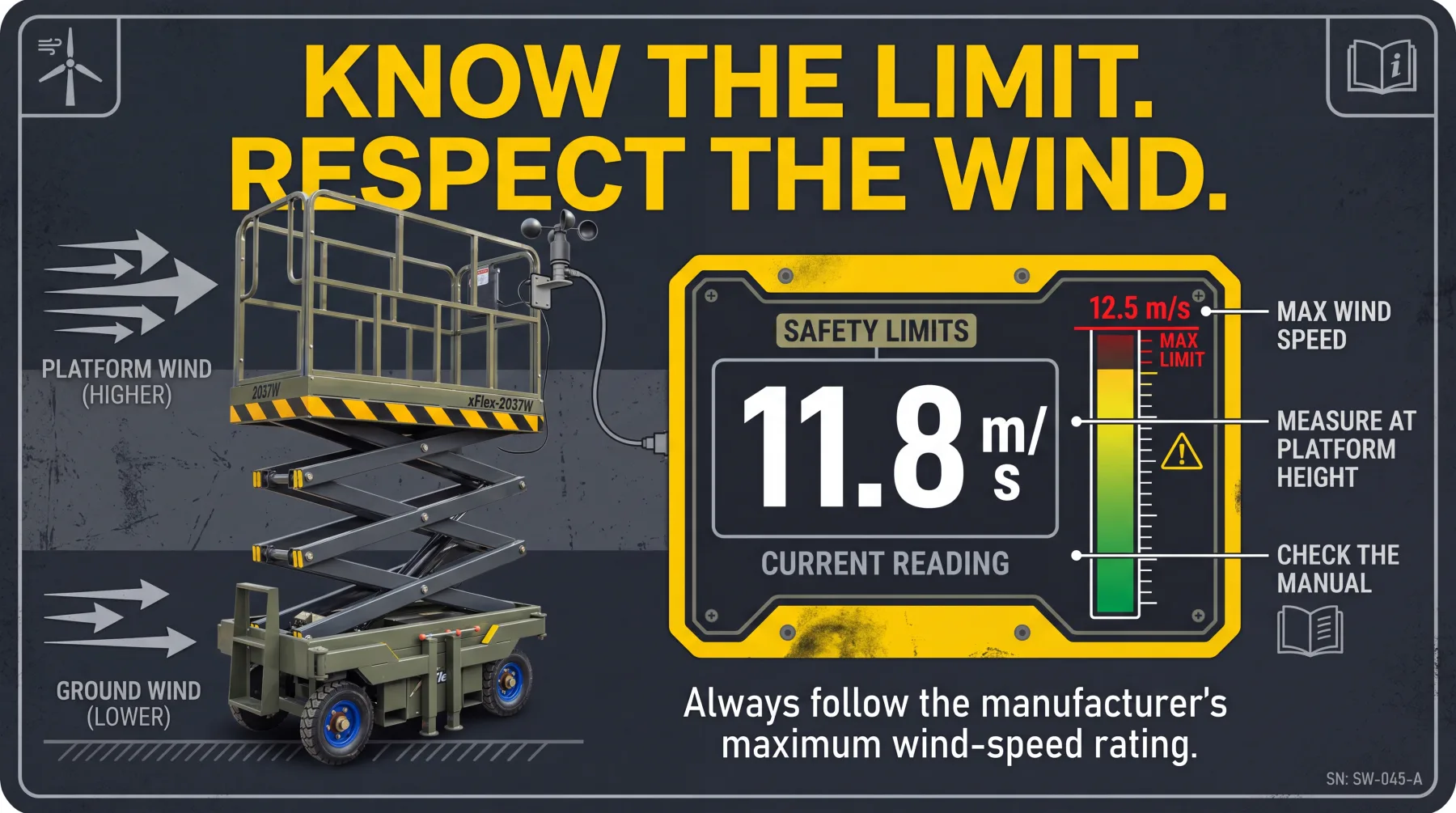 Scissor lift wind rating and safety limits
