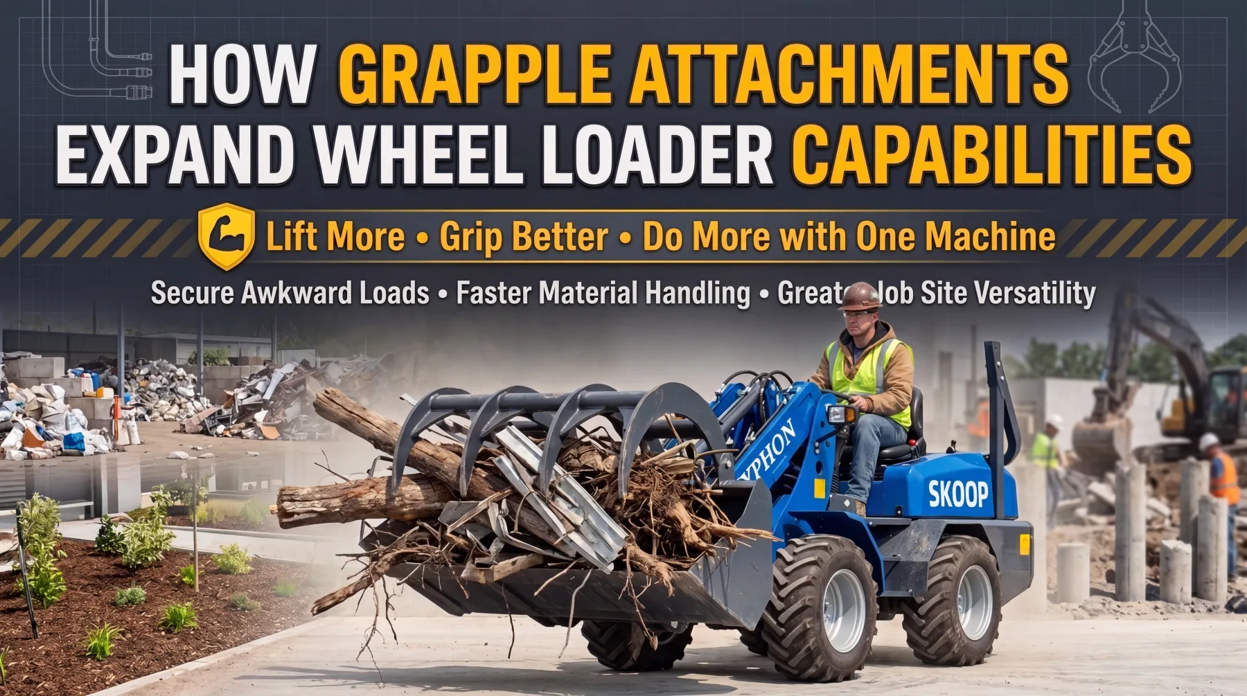 How Grapple Attachments Expand Wheel Loader Capabilities