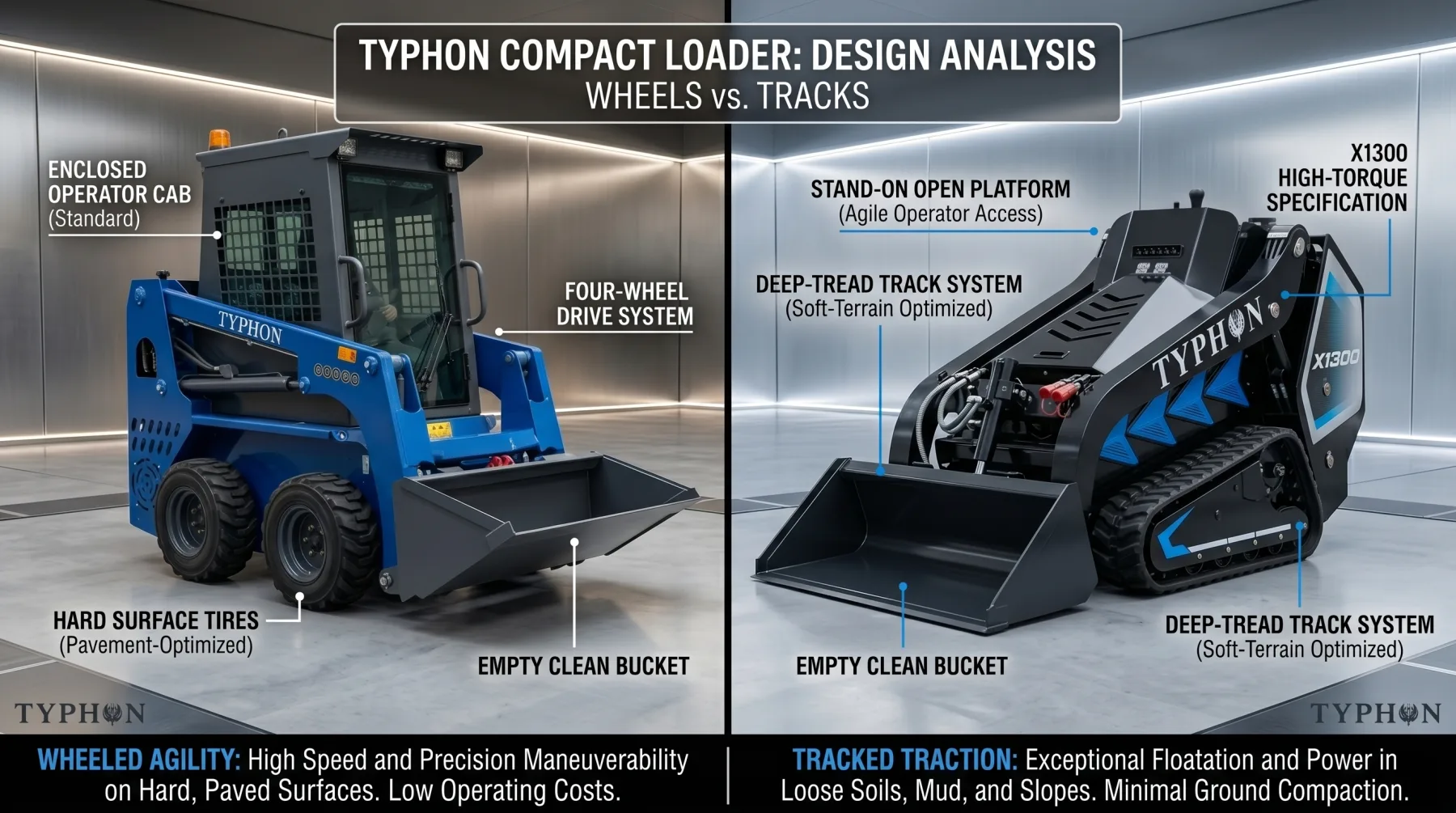 Skid steer or compact track loader undercarriage comparison