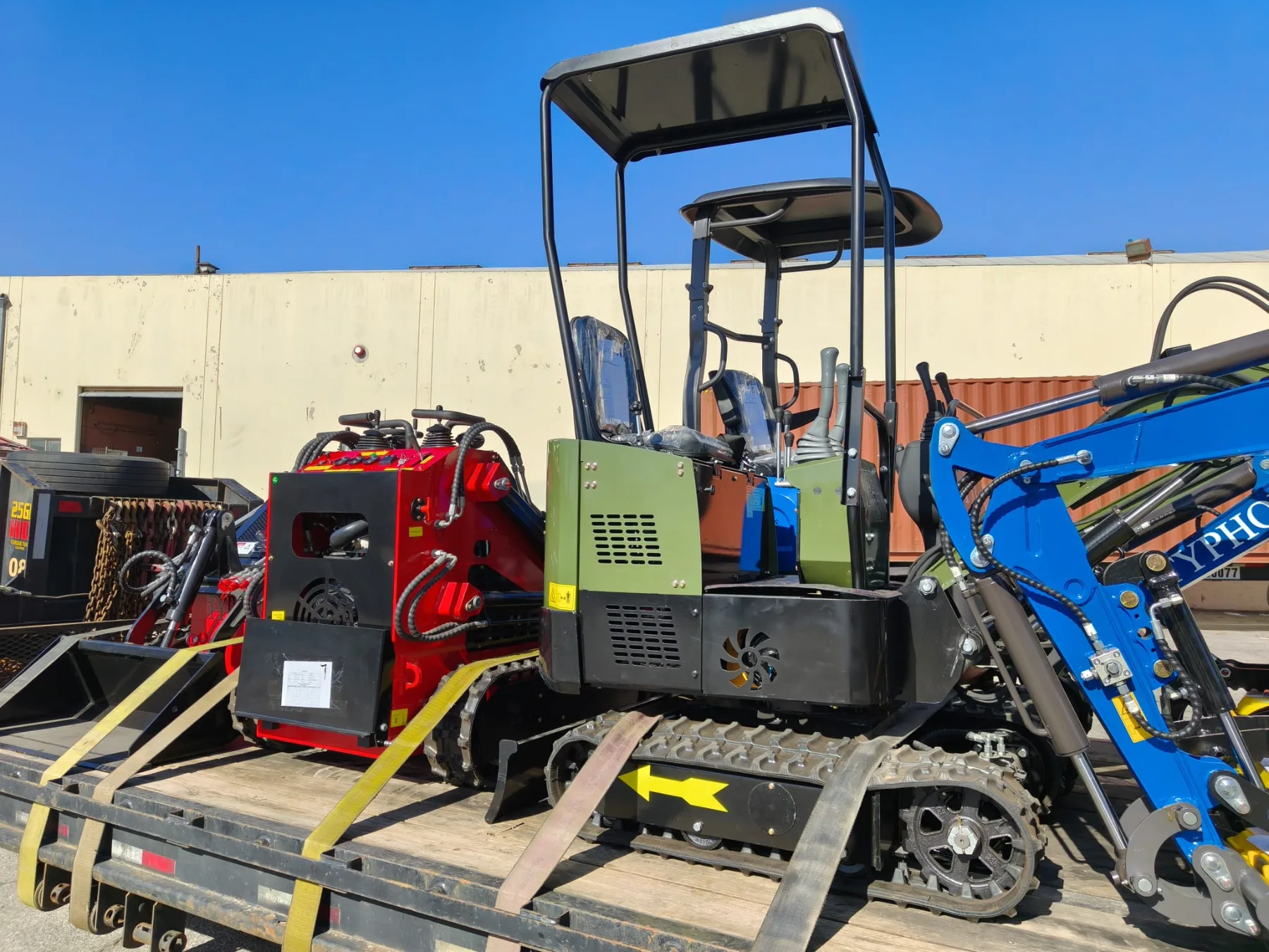 ROPS certified canopy structure on compact excavator