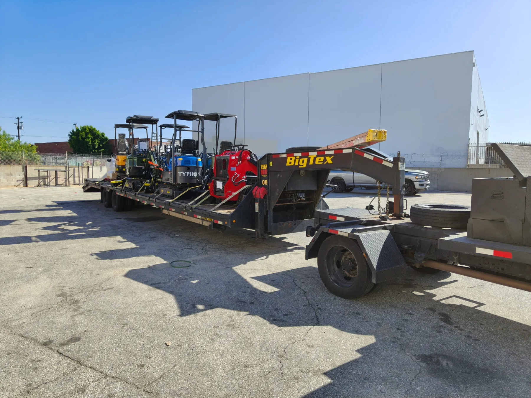 Heavy steel chassis on tracked mini excavator during assembly