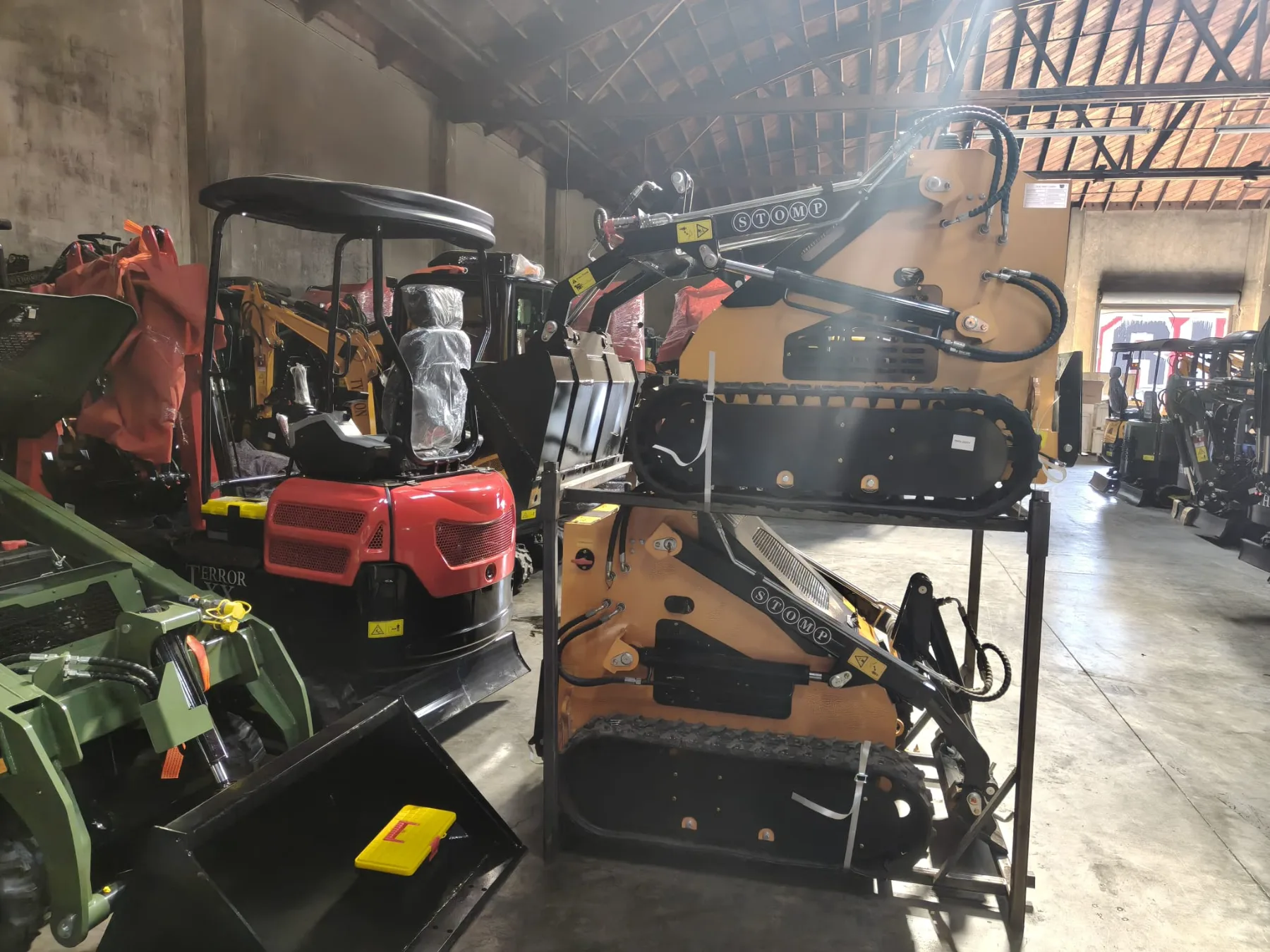 Machines staged near shipping docks for morning carrier pickup