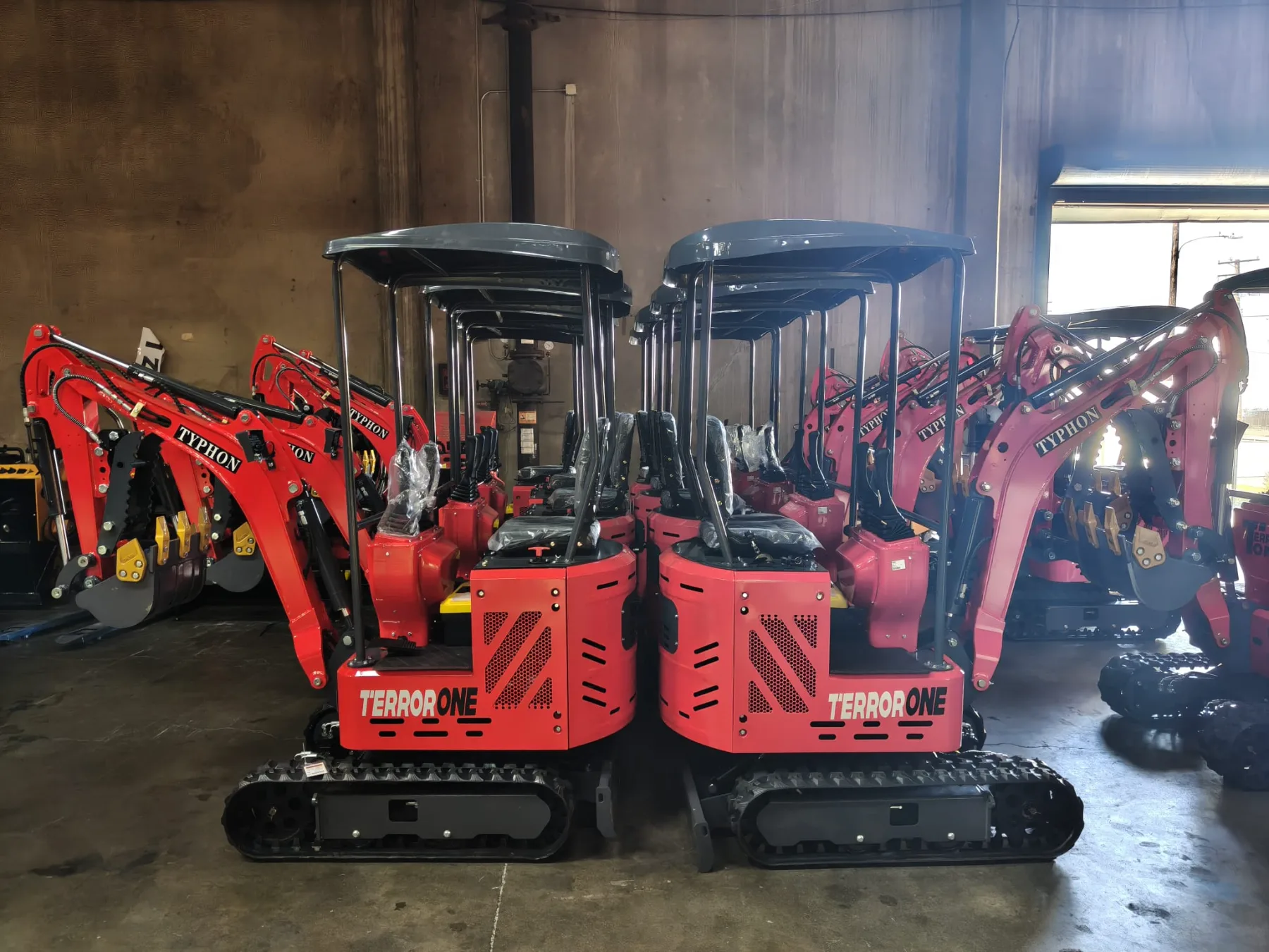Mezzanine level overlooking indoor machinery inventory