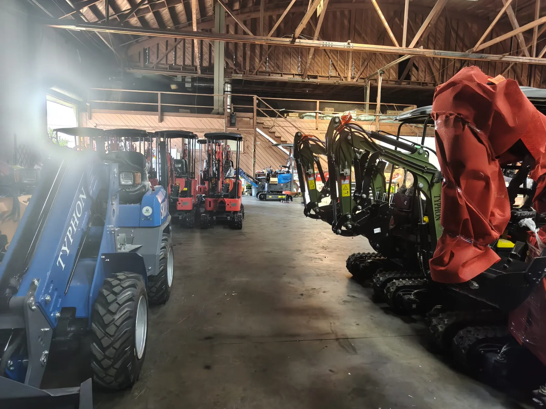 High-bay industrial warehouse racking storing equipment and attachments