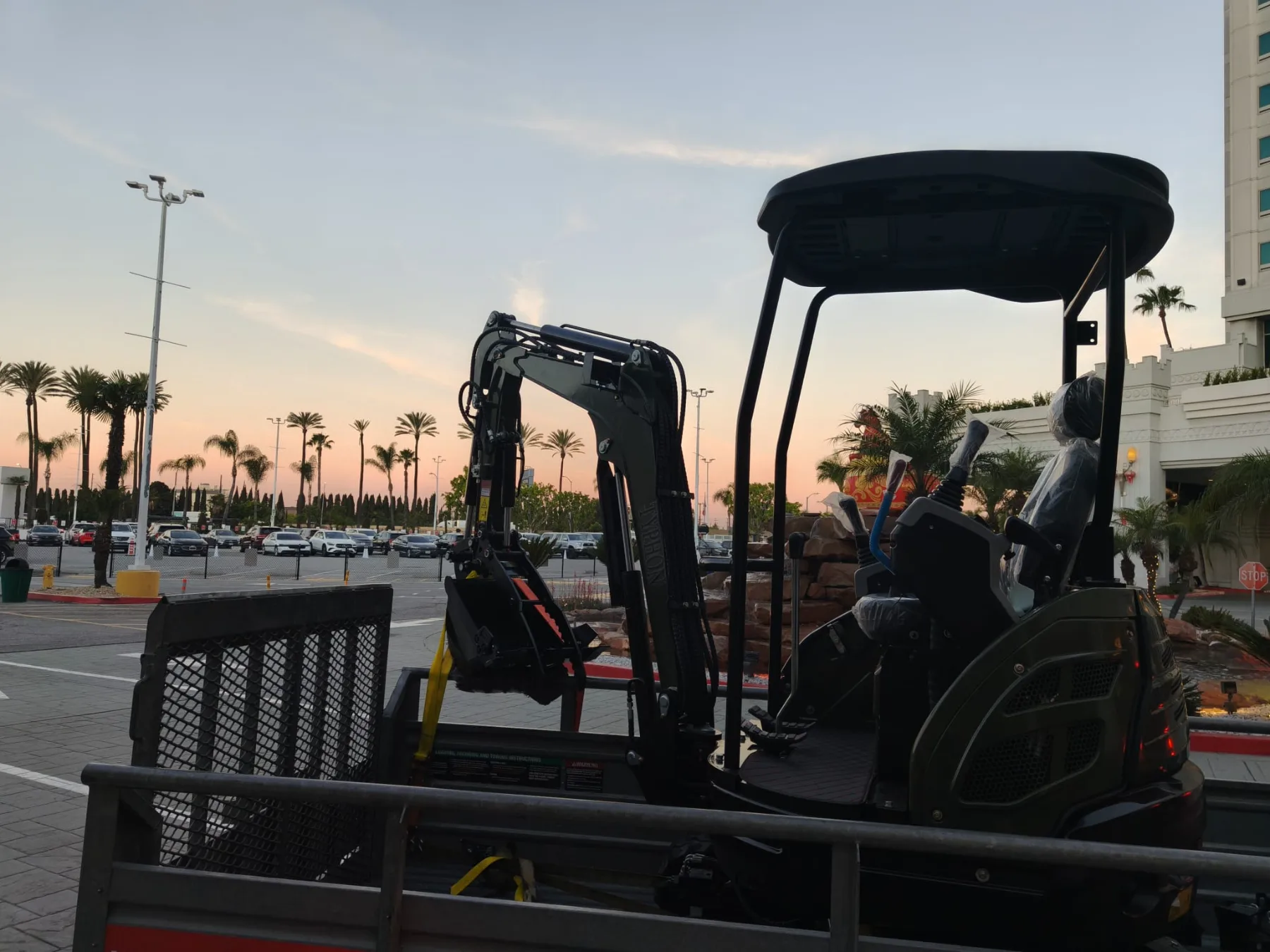 Technicians conducting final walkaround in warehouse yard