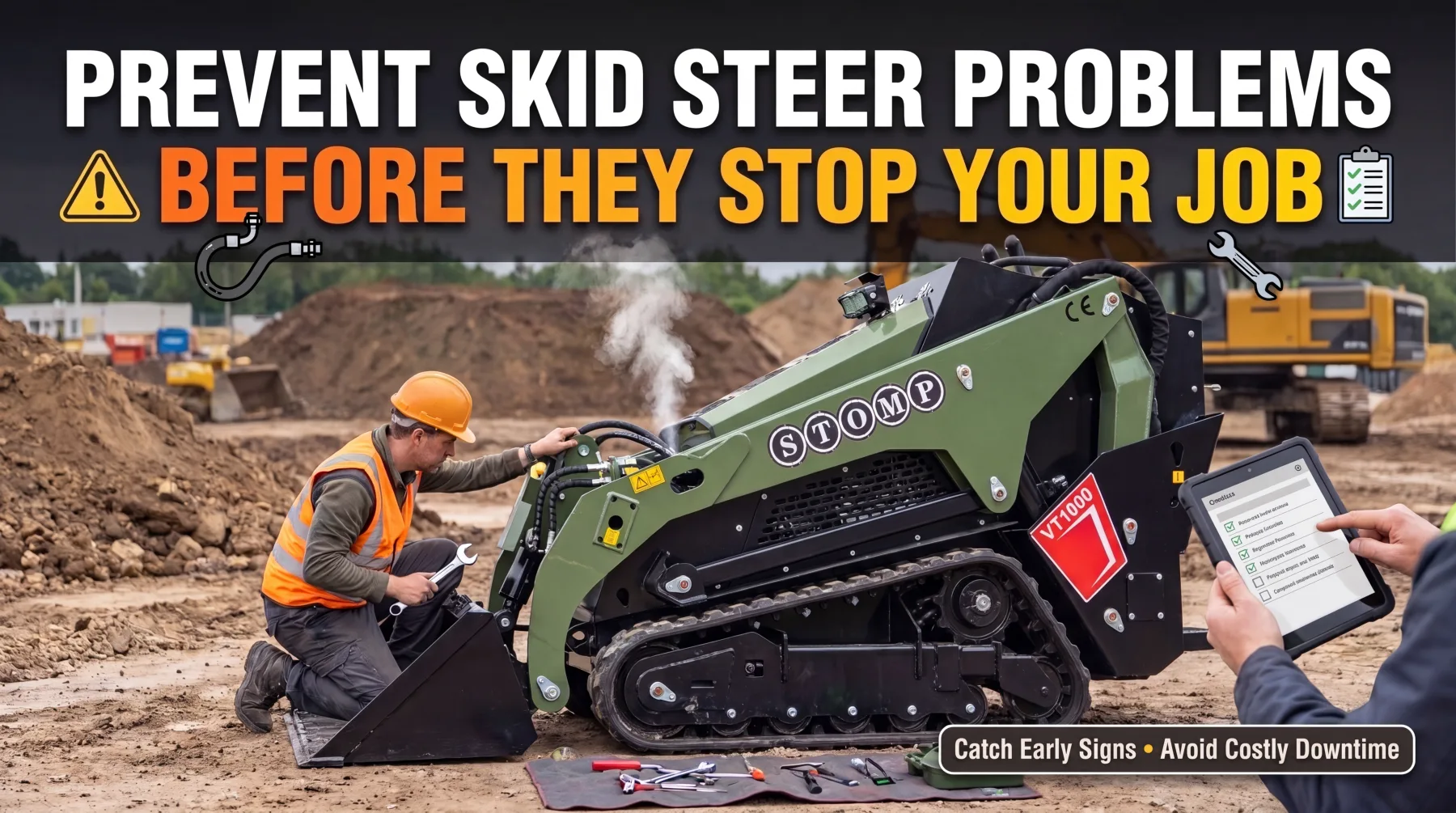 Skid steer maintenance inspection