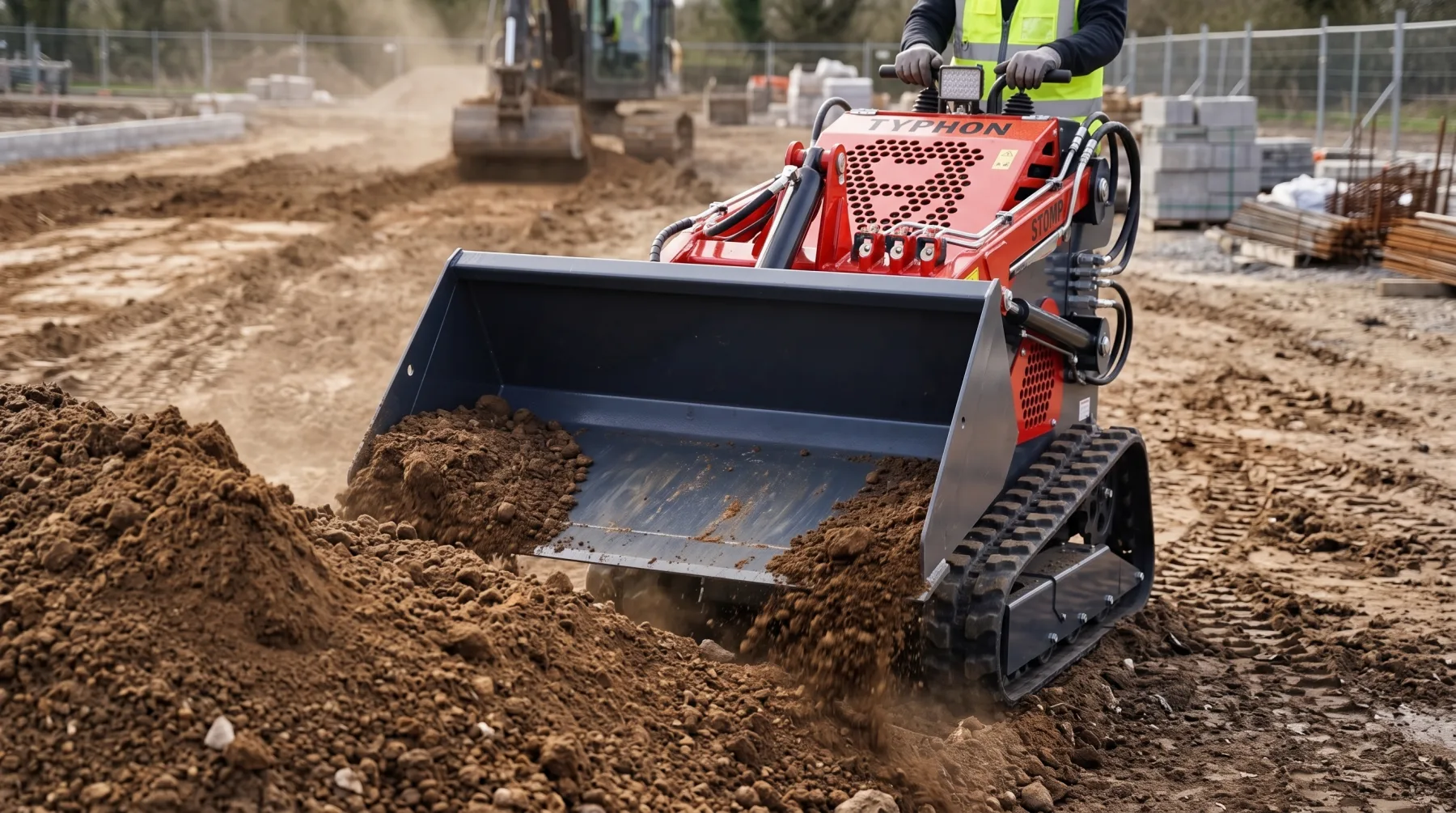 Bucket attack angle and material entry
