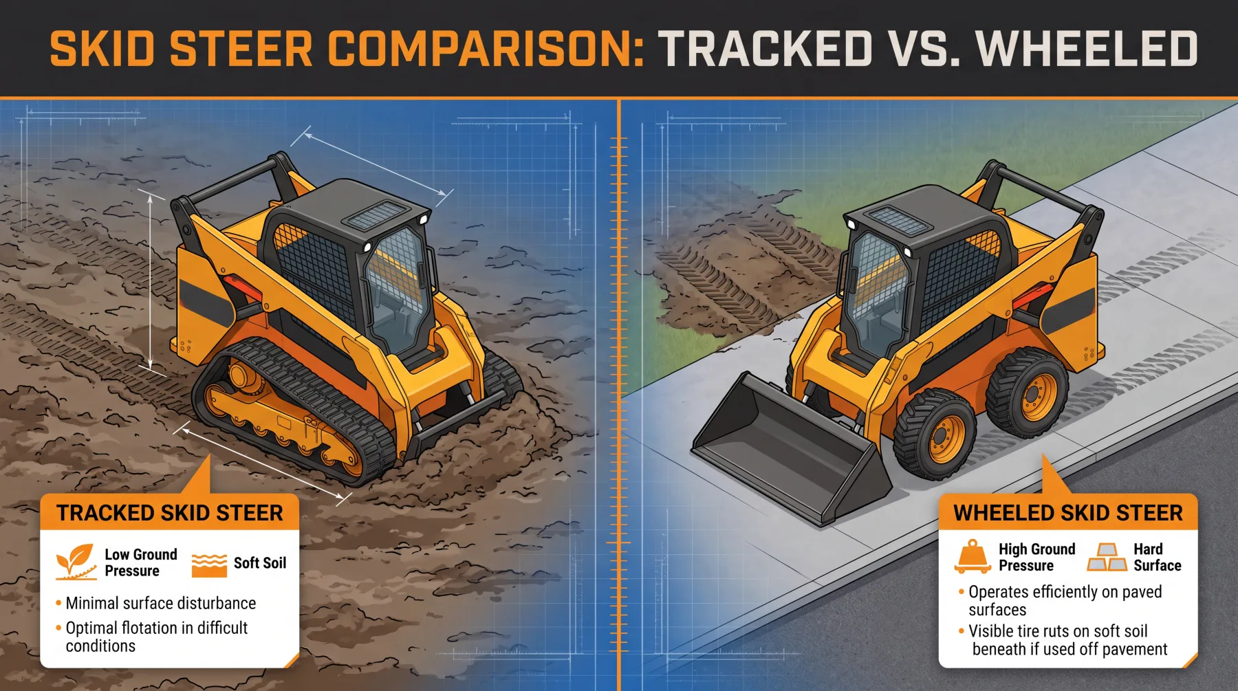 Tracked vs. Wheeled Skid Steer Ground Pressure